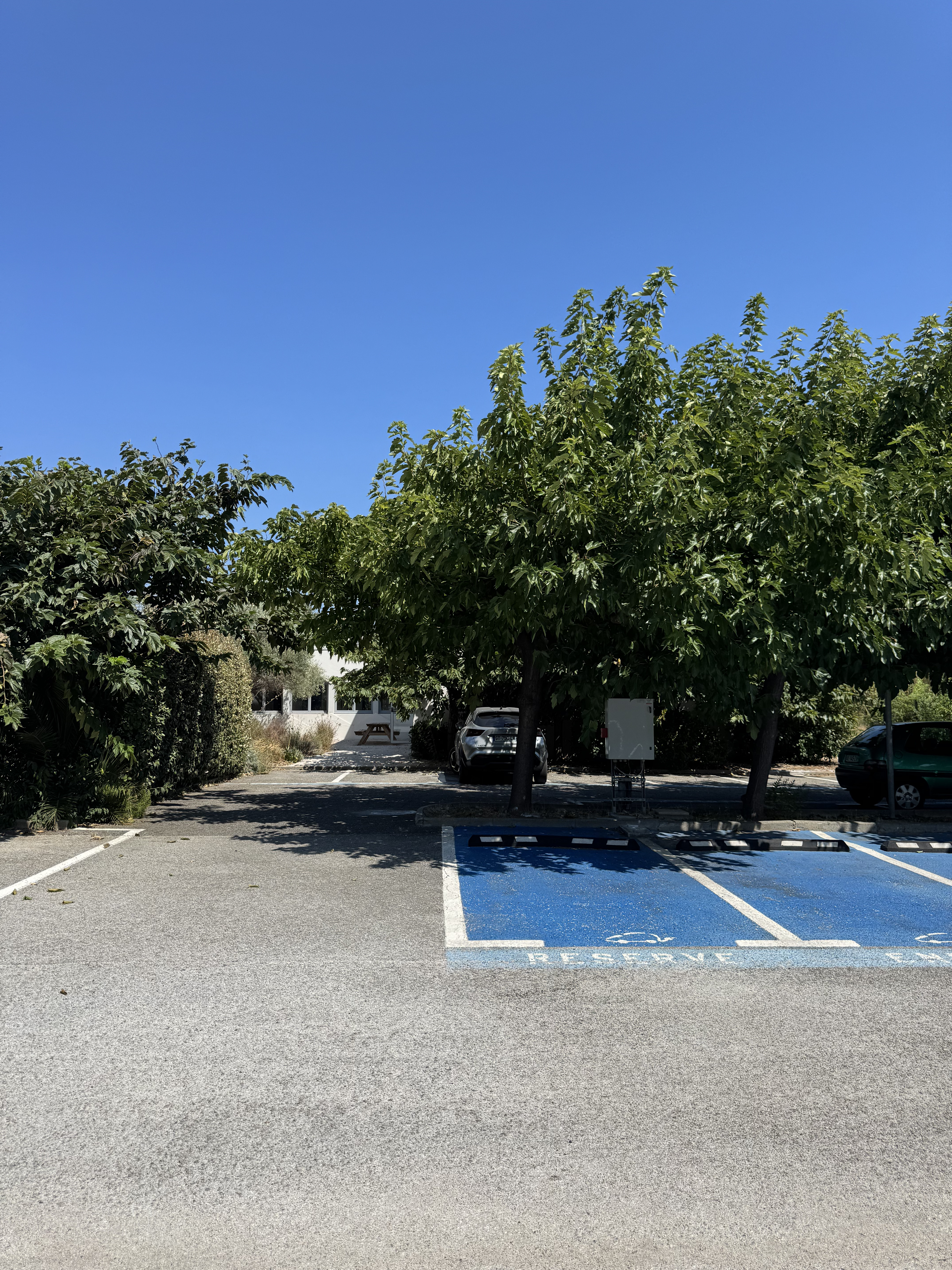 Parking du campus ISIM avec des places réservées PMR